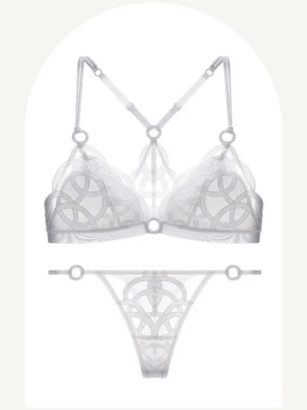 Mesh embroidery lingerie set