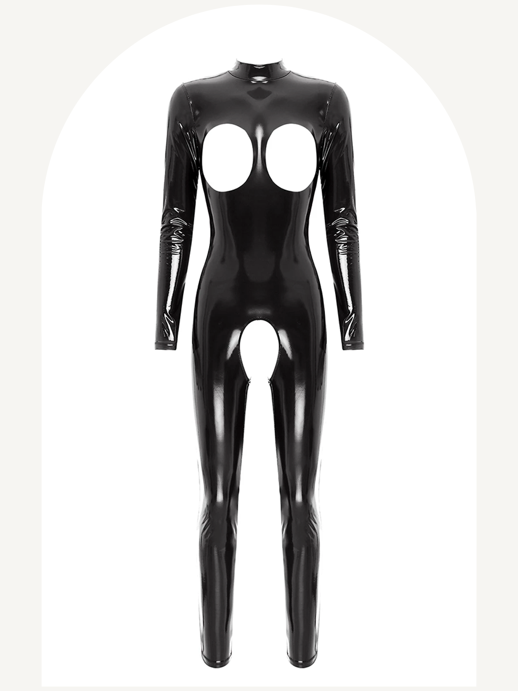 Women open cups and crotchless patent leather jumpsuit