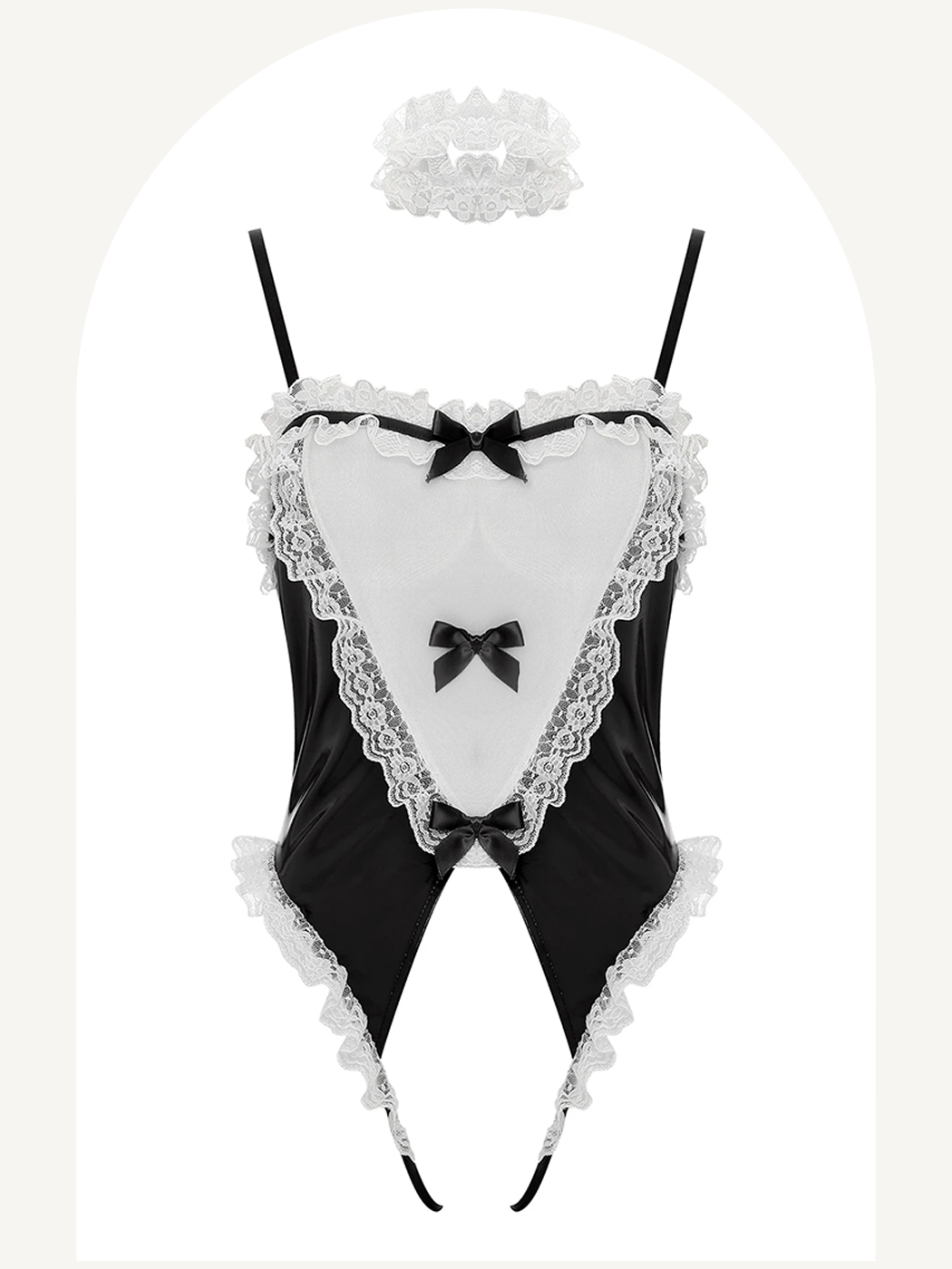 Maid bunny bodysuit with ruffled choker