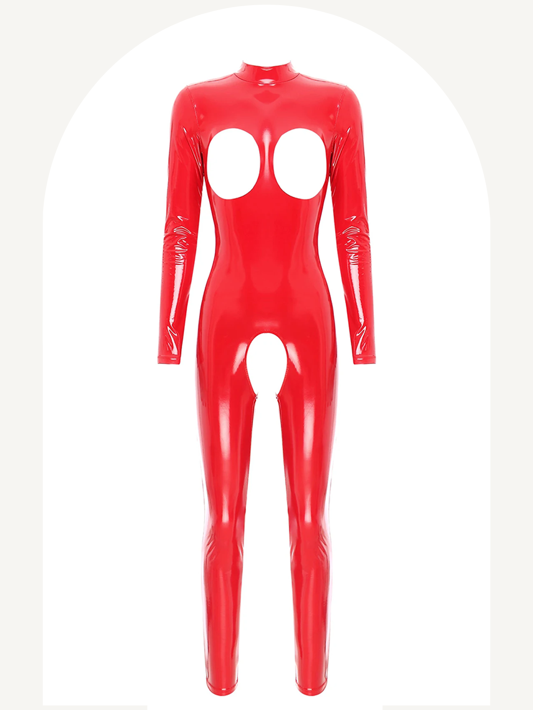 Women open cups and crotchless patent leather jumpsuit