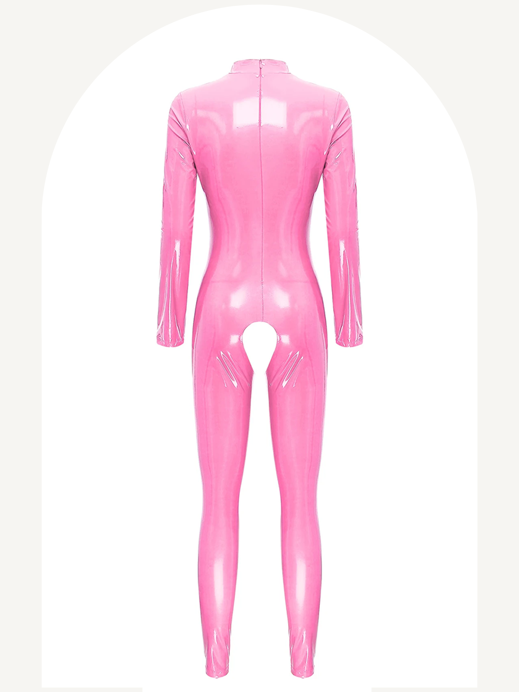 Women open cups and crotchless patent leather jumpsuit