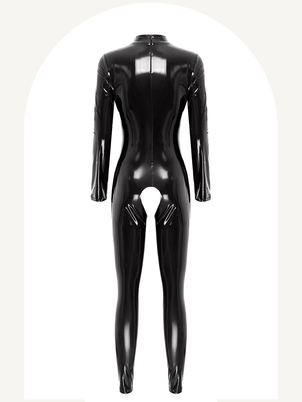 Women open cups and crotchless patent leather jumpsuit