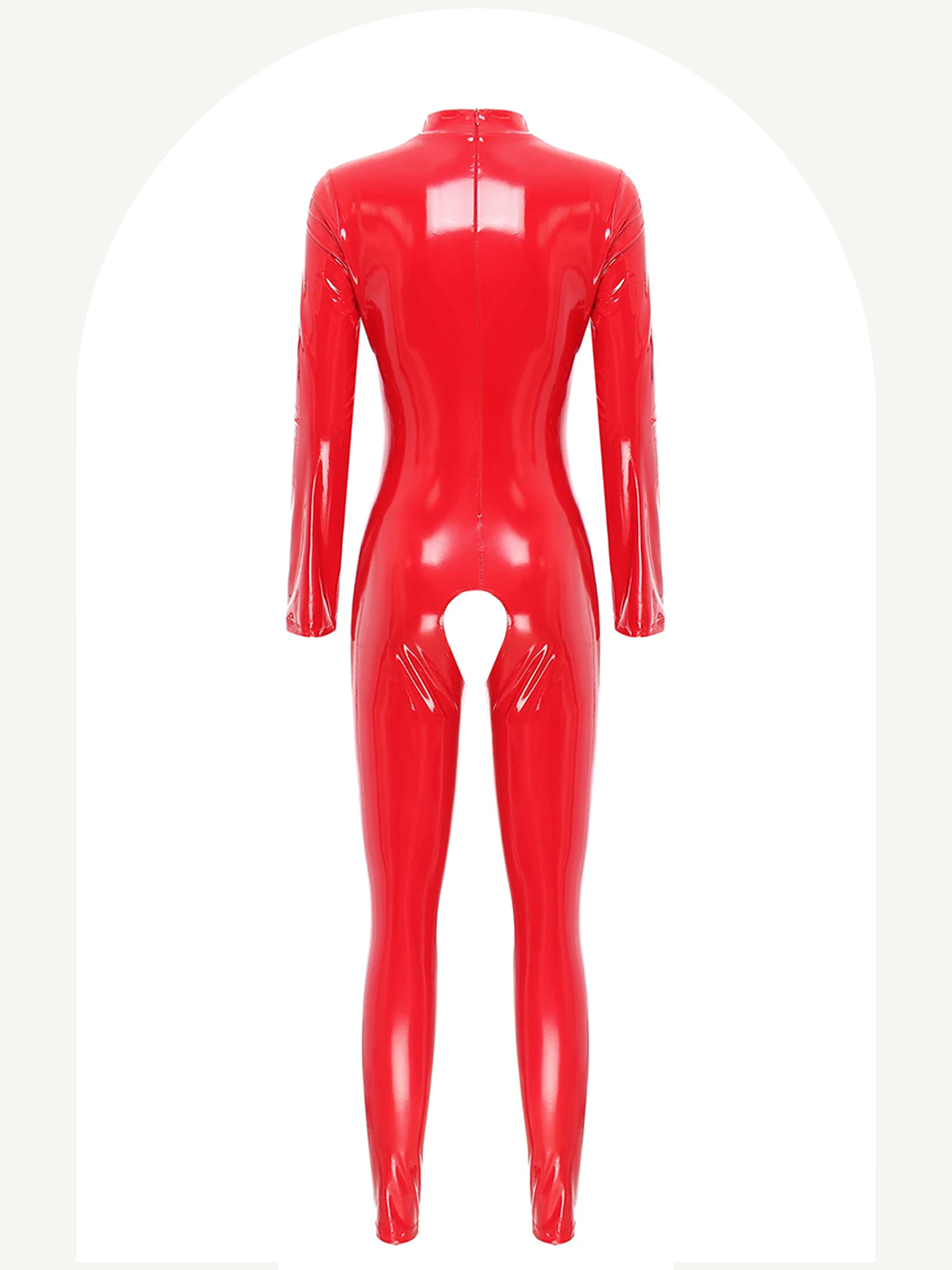 Women open cups and crotchless patent leather jumpsuit