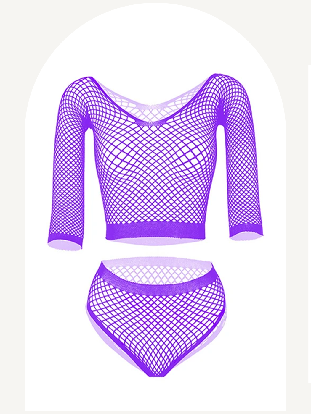 Fishnet lingerie set with long sleeve top and briefs