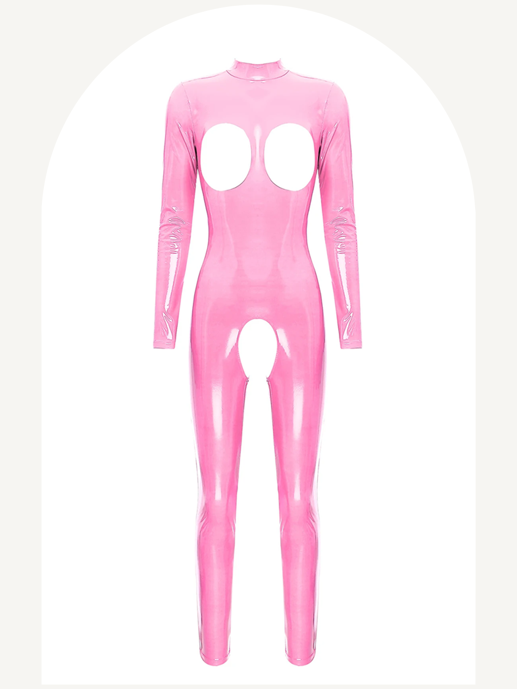 Women open cups and crotchless patent leather jumpsuit