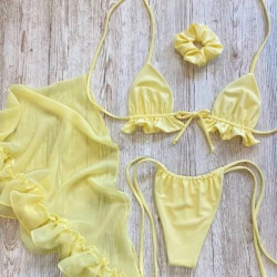 Bikini jaune avec paréo