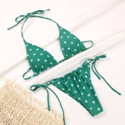 Green bikini with polka dot
