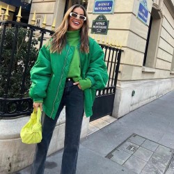 Green streetwear puffer jacket