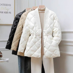 Puffer quilted parka with drawstring