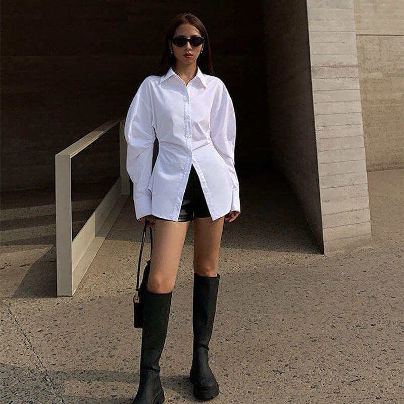 White shirt with puff sleeves