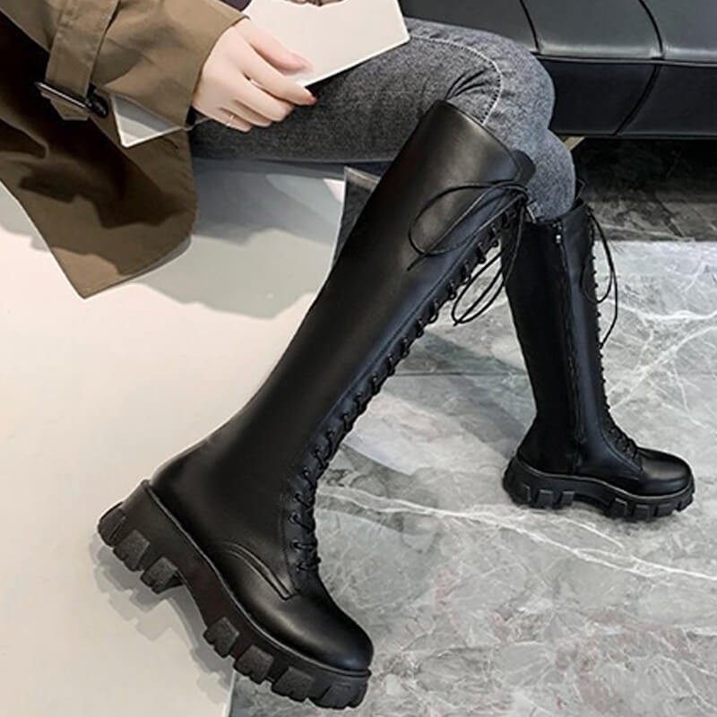 Lace-up chunky sole boots