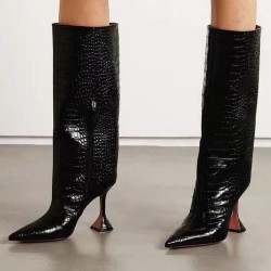 Black croco boots