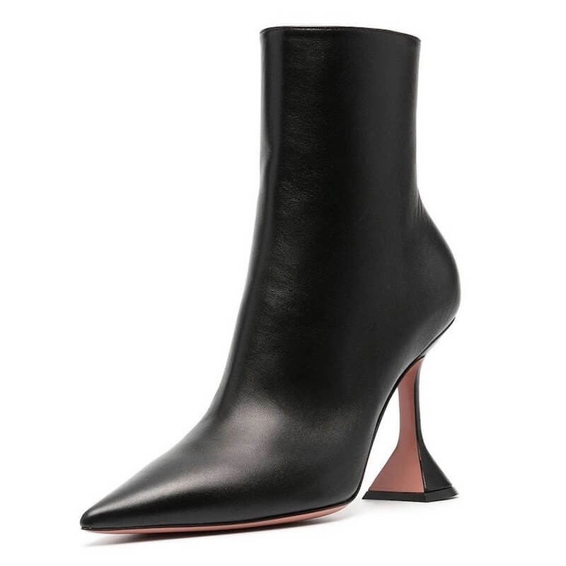 Pointed toe leather ankle boots