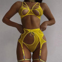 Yellow lingerie set with garter belt