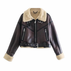 Brown aviator coat