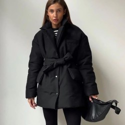 Belted puffer jacket