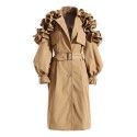 Trench coat with frilly sleeves