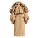 Trench coat with frilly sleeves