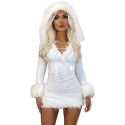 Robe blanche de Noël avec fourrure