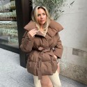 Belted puffer jacket