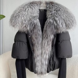 Down coat with fur