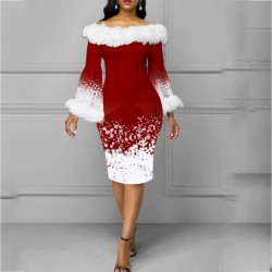 Bardot neckline Christmas dress