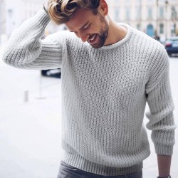 Classic round neck sweater for men