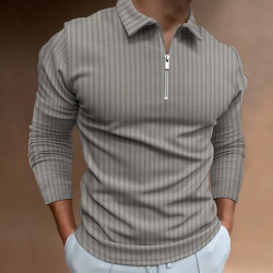 Long-sleeved striped polo shirt