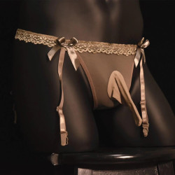 Thong with garter belt for men