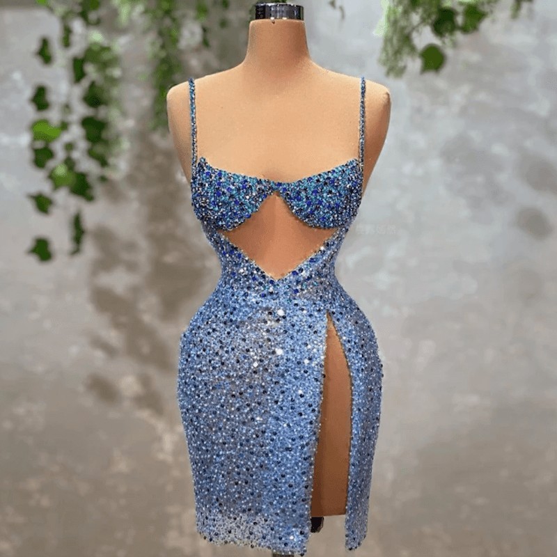 Sparkling blue cocktail dress