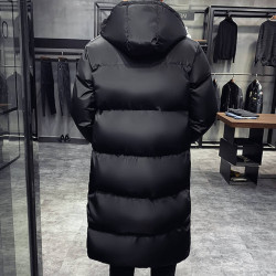 Long black down coat for men