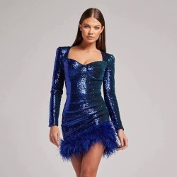 2023 New year sequin and fur dress