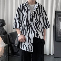 Men's short sleeved zebra shirt
