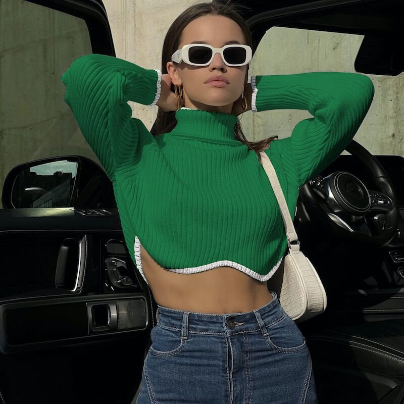 Cropped turtleneck sweater