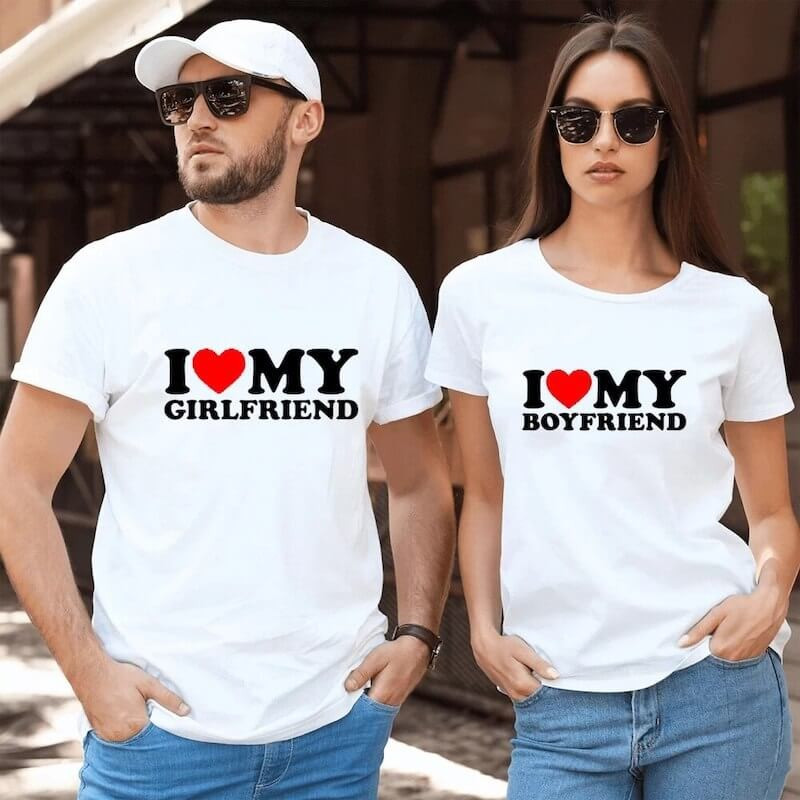 T-shirts de couple I love my Girlfriend / I love my Boyfriend