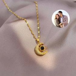Custom picture projection moon necklace