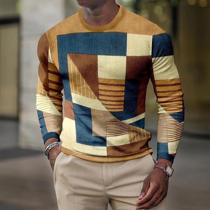 Geometric pattern sweater for men