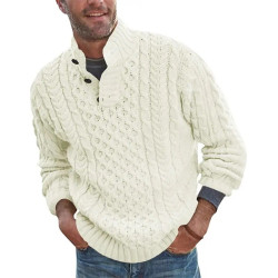 Buttoned high neck sweater for men
