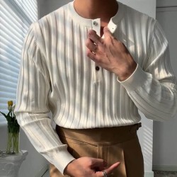 Buttoned neckline sweater for men