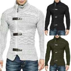 Men’s cardigan with leather buttons