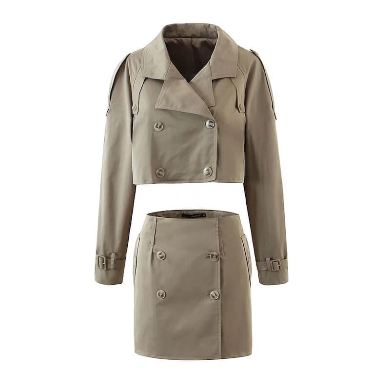 Trench coat jacket and skirt set