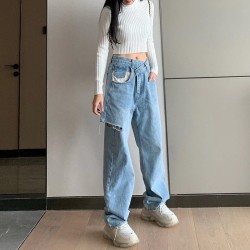 Wide jeans with holes