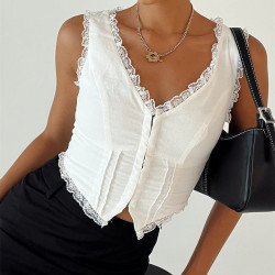 White corset top with lace