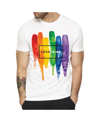 T-shirt homme drapeau gay LOVE WINS