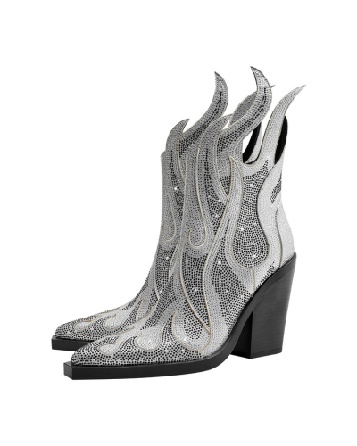 Bottes western flame à strass