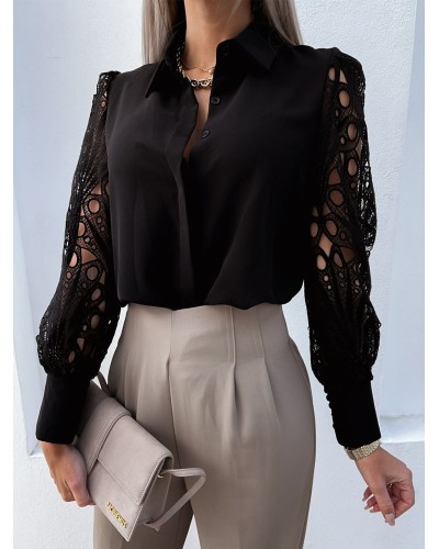 Shirt with lace sleeves
