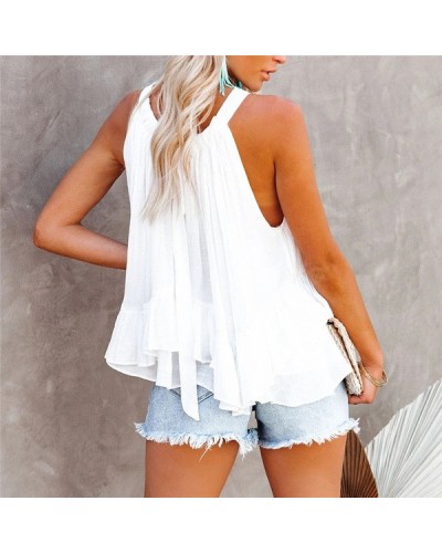 White high neck top with ruffles