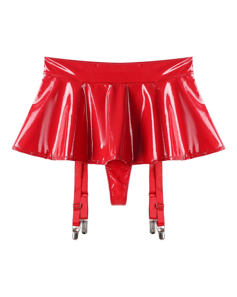 Red vinyl suspender skirt