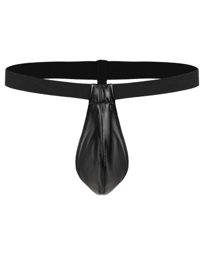 Black leather thong for men