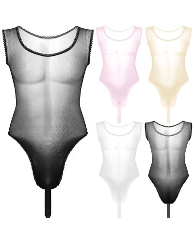 See-through bodysuit lingerie for men